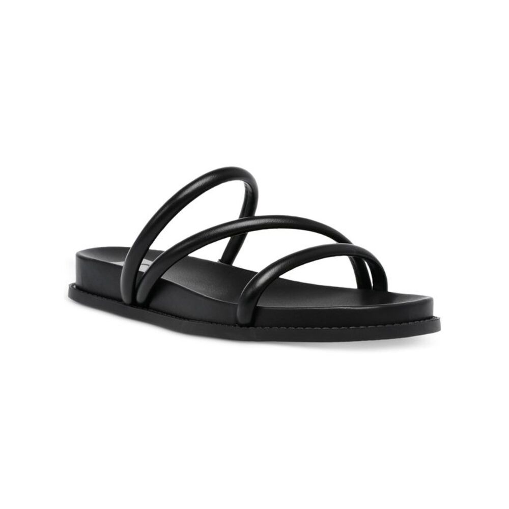 DOLCE VITA Womens Black Strappy Cortez Square Toe Wedge Slip On Sandals 7.5